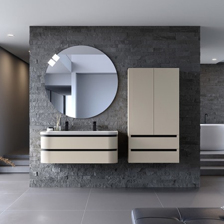 Set mobilier suspendat si lavoar, Kolpasan, Vittoria, 120 cm, beige mat [2]