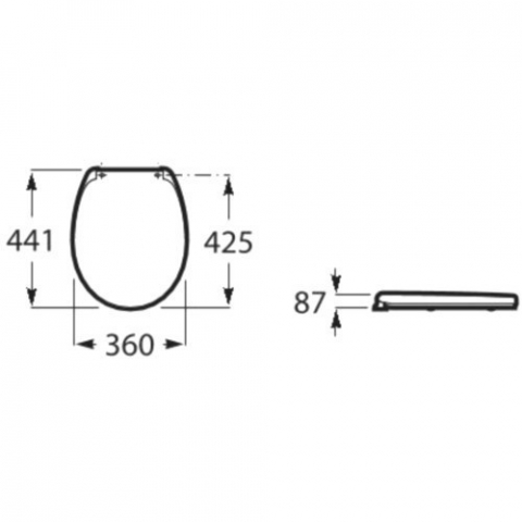 Set promo Vas WC suspendat cu capac soft close Roca Meridian Rimless 36x56 cm evacuare orizontala [5]