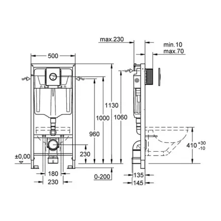 Set rezervor incastrat 4 in 1 Grohe Rapid SL cadru si clapeta Arena Cosmopolitan cu izolare fonica [1]