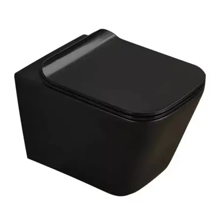 Set rezervor WC cu cadru incastrat Alcadrain AM101/1120 si clapeta M778 negru plus vas WC Fluminia Paris cu capac softclose [5]