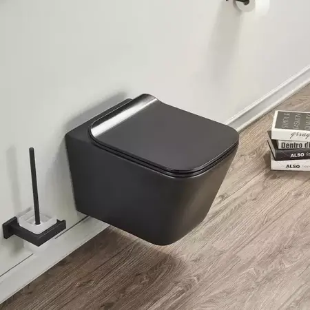 Set rezervor WC cu cadru incastrat Alcadrain AM101/1120 si clapeta M778 negru plus vas WC Fluminia Paris cu capac softclose [11]