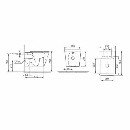 Set rezervor WC cu cadru incastrat Alcadrain AM101/1120 si clapeta M778 negru plus vas WC Fluminia Paris cu capac softclose [2]