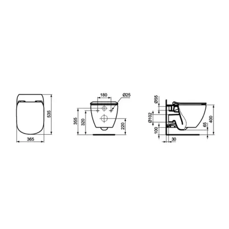 Set rezervor WC Ideal Standard ProSys si clapeta crom plus vas WC Tesi Aquablade cu capac soft close [8]