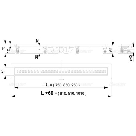 Set rigola de dus, AlcaPlast, Simple, cu capac, 65 cm [1]