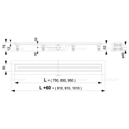 Set rigola de dus, AlcaPlast, Simple, cu capac, 75 cm [1]