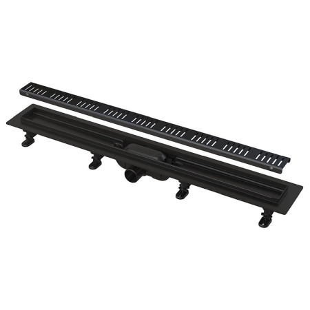 Cabine dus - Set rigola de dus, AlcaPlast, Simple, cu capac, 85 cm, negru mat