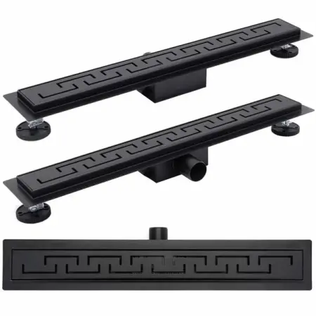 Cabine dus - Set rigola pentru dus plus capac 80 cm Rea Greek Negru Mat
