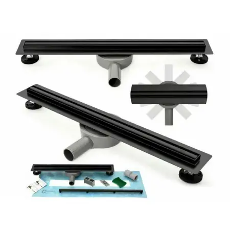 Set rigola pentru dus plus capac 80 cm Rea Neo Slim Pro negru [2]