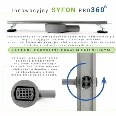 Set rigola pentru dus plus capac 80 cm Rea Pure Neo Pro Inox [5]