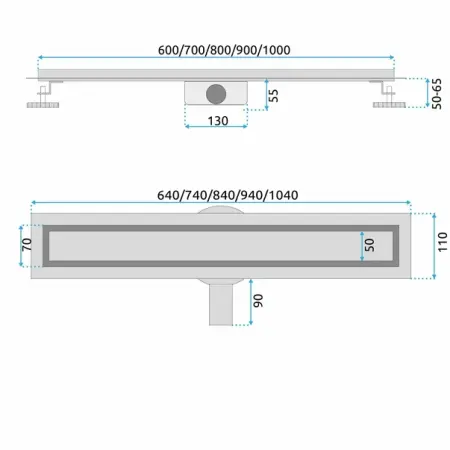 Set rigola pentru dus plus capac auriu periat Rea Neox Pro 70 cm [7]