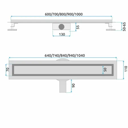 Set rigola pentru dus plus capac auriu periat Rea Neox Pro 80 cm [7]