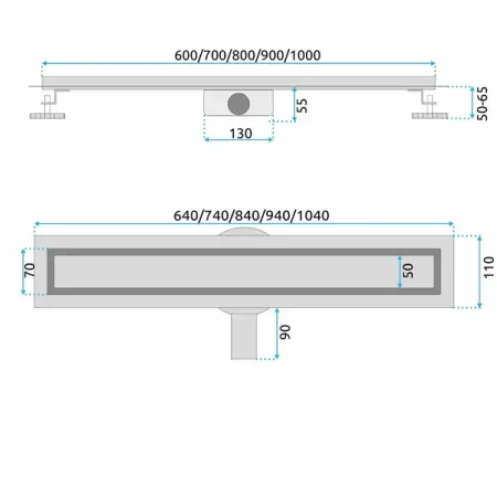 Set rigola pentru dus plus capac auriu periat Rea Neox Pro 90 cm [7]