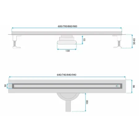Set rigola pentru dus plus capac auriu periat Rea Neox Slim Pro 90 cm [7]