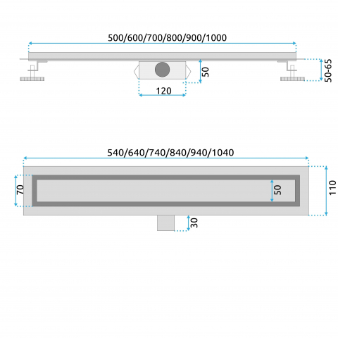 Rea Neox rigolă liniară 70 cm auriu REA-G2562 [8]