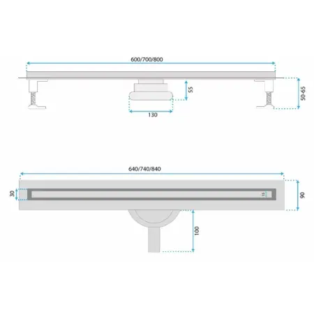 Set rigola pentru dus plus capac auriu Rea Neox Slim Pro 60 cm [7]