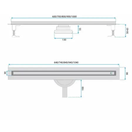 Set rigola pentru dus plus capac negru Rea Neox 70 cm [6]