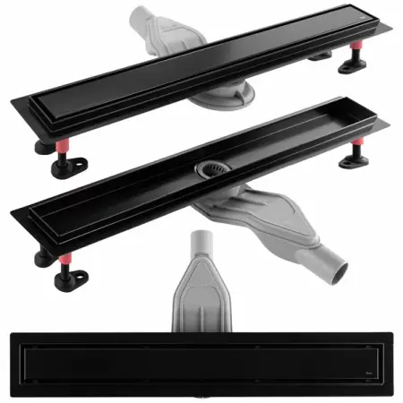 Cabine dus - Set rigola pentru dus plus capac negru Rea Neox Superflow 70 cm