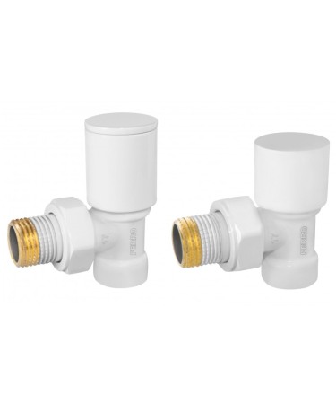 Echipamente de incalzire - Set robineti Ferro ZGB31WH tur/retur radiator coltari 1/2”, alb
