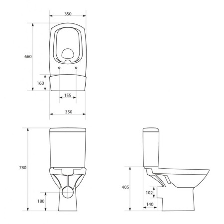Set vas wc, Cersanit, Carina New, compact, rimless, cu rezervor si capac inclus [1]