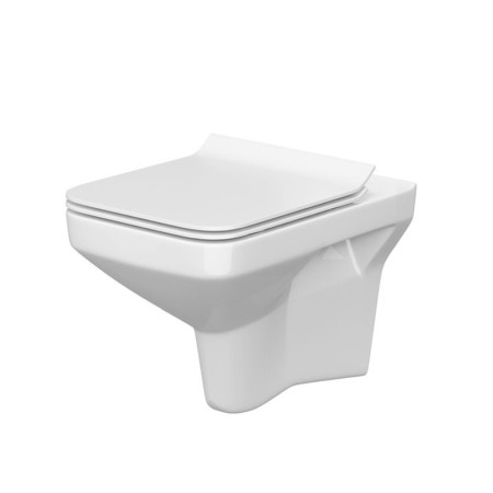 Obiecte Sanitare - Set vas WC Cersanit, Como New, suspendat, Rimless cu capac Soft-Close si Easy Off, slim