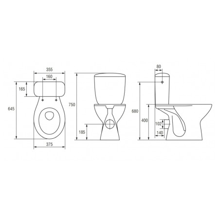 Set vas WC Cersanit, President, stativ, cu rezervor si capac din duroplast inclus, alb [1]