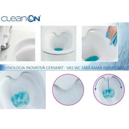 Set vas WC compact Cersanit, Carina New, Rimless, cu rezervor si capac Soft-Close si Easy Off inclus [3]