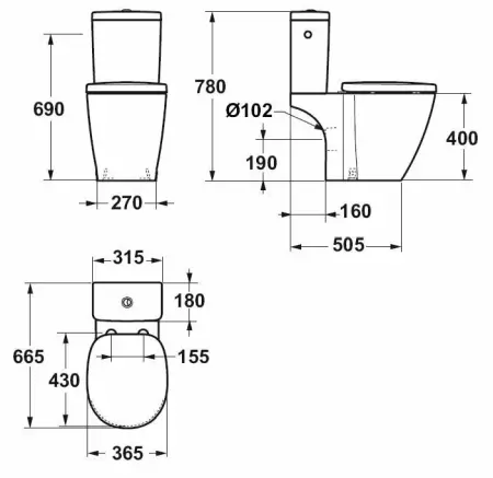 Set Vas WC cu rezervor si capac soft-close Ideal Standard Connect Cube, E717001 [1]