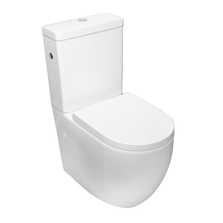 Seturi vase wc monobloc - Set vas WC Fluminia, Minerva, stativ, rimless cu rezervor si capac soft-close si easy off inclus