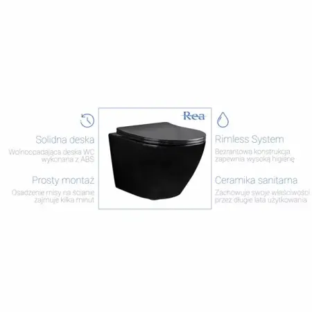 Set vas wc negru suspendat Rea Carlo Mini rimless capac slim softclose [3]