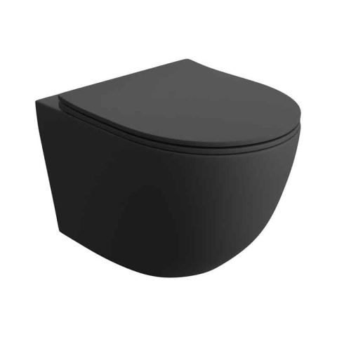 Vase wc - Set vas WC, Spectrum, Sierra 2.0, Tornado Flush, cu capac soft close, quick release, negru mat