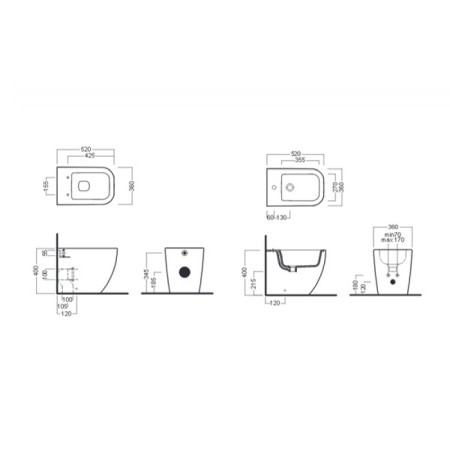 Set vas WC stativ Hatria, Bianca, back-to-wall, cu capac WC, rimless, alb [1]