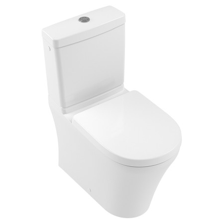 Seturi vase wc monobloc - Set vas WC stativ rimless Villeroy &amp; Boch, O.Novo, compact, direct flush, cu rezervor si capac soft close, alb