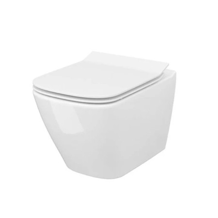 Obiecte Sanitare - Set vas wc suspendat, Cersanit, City, capac cu soft close si quick release, alb