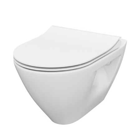 Obiecte Sanitare - Set vas wc suspendat, Cersanit, Mille, capac cu soft close si quick release, alb