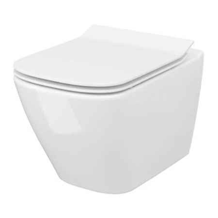 Obiecte Sanitare - Set vas wc suspendat, Cersanit, Virgo, capac cu soft close si quick release, alb