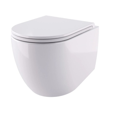 Obiecte Sanitare - Set vas WC suspendat, Cersanit, Zen, rimless, cu capac soft close, alb