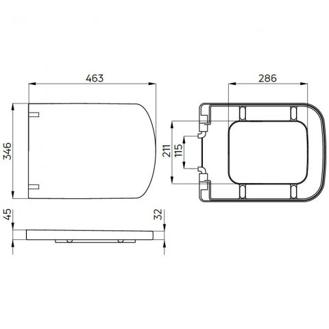 Set vas wc suspendat cu capac Deante Hiacynt New rimless, rezervor incastrat si clapeta actionare Slim alb [2]