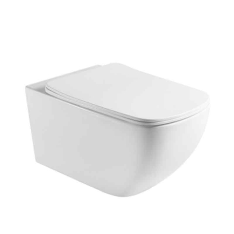 Vase wc - Set vas WC suspendat cu capac Fluminia, Dino Tornado, cu Tornado Flush, 37 x 55.5 cm, alb