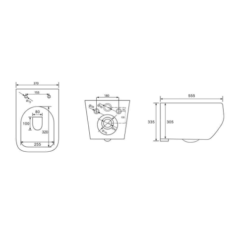 Set vas WC suspendat cu capac Fluminia, Dino Tornado, cu Tornado Flush, 37 x 55.5 cm, alb [4]