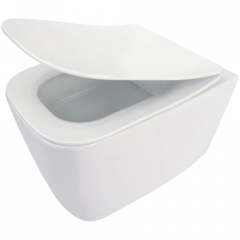 Obiecte Sanitare - Set Vas WC suspendat cu capac soft close Deante Hiacynt Rimless 35x49 cm evacuare orizontala