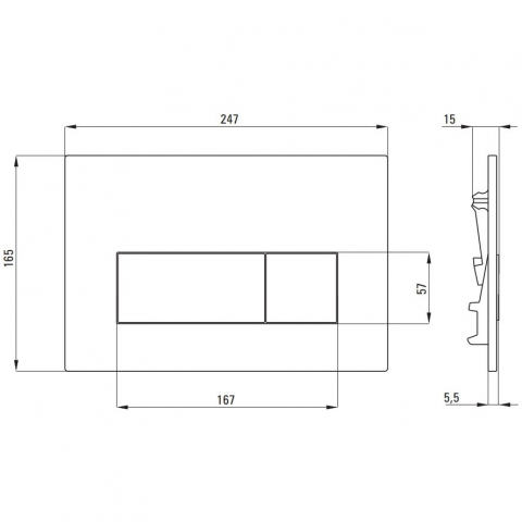 Set Vas WC suspendat cu rezervor incastrat, capac soft close si clapeta de actionare neagra Deante Avis Rimless 35x50 cm evacuare orizontala [4]