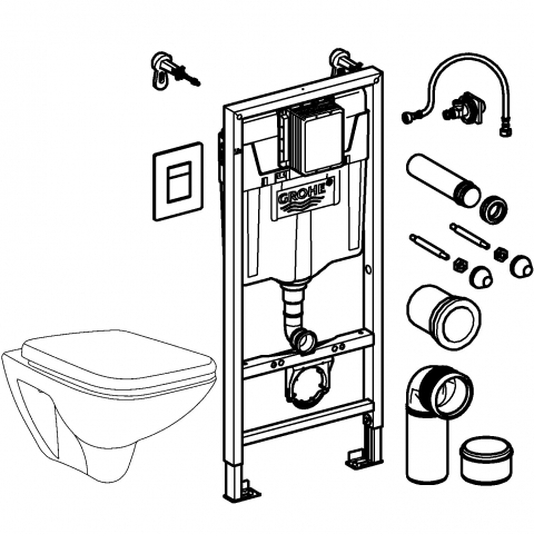 Set Vas WC suspendat cu rezervor incastrat, clapeta si capac Grohe Solido Square 37x53 cm evacuare orizontala [4]