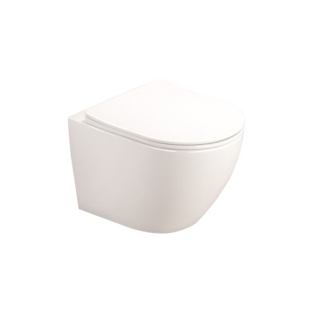Vase wc - Set vas WC suspendat, Fluminia, Alfonzo, cu capac quick release si soft close, alb