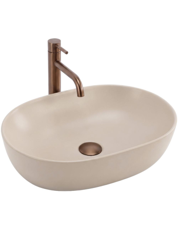 Set Vas WC Suspendat Rea Focus Taupe Mat Rimless Tornado 485x360x320 mm cu Lavoar pe Blat [5]