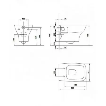 Set vas wc suspendat Gala Street Square alb si capac slim softclose [1]