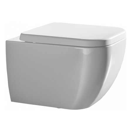 Vase wc suspendate - Set vas WC suspendat Hatria, Bianca, rimless, cu capac wc cu soft close, alb