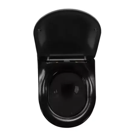 Set vas WC suspendat Rea Carlo Mini negru - auriu lucios cu capac softclose [3]
