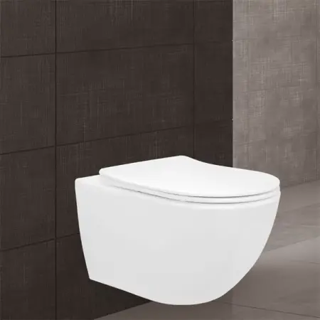 Obiecte Sanitare - Set vas WC suspendat Rea Carlo Mini rimless alb cu capac softclose