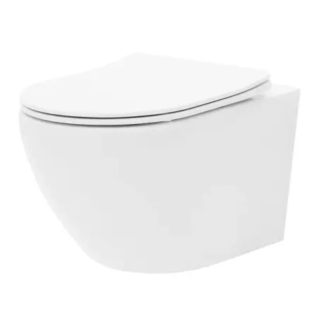 Set vas WC suspendat Rea Carlo Mini rimless alb cu capac softclose [2]