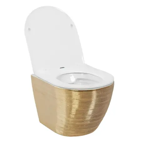 Set vas wc suspendat Rea Carlo rimless auriu periat cu capac softclose [3]